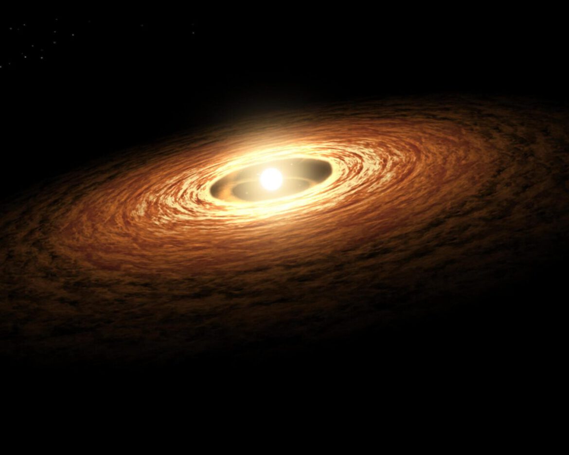 Artist's impression on a protoplanetary disk